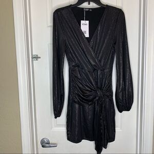 YOINS Black Metallic Wrap Dress Size Small